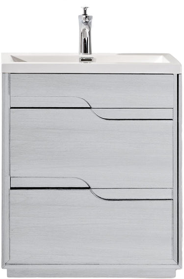 Eviva Lulu 25 Inch Bathroom Vanity with White Integrated Solid Surface Sink, White Oak Bathroom Vanity Eviva